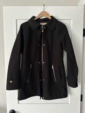 Michael Kors Women's Black Zip-Front Trench Coat